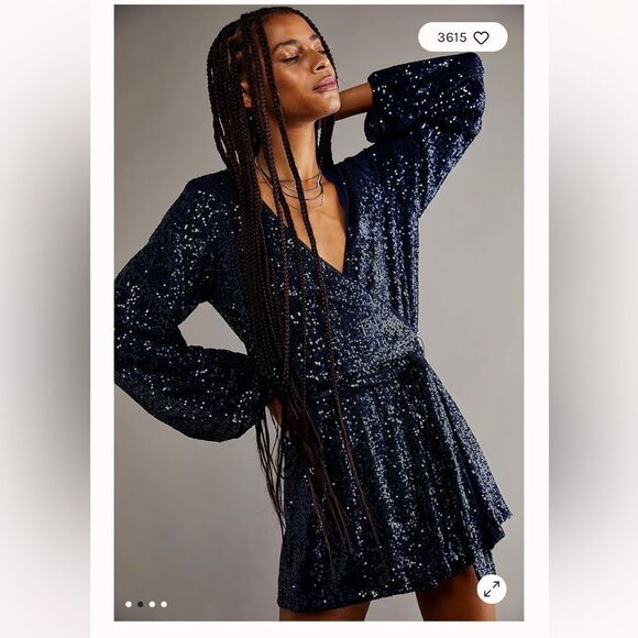 Free People Beaded Sequin Christa Long Sleeve Romper, Medium NWT - Picture 3 of 11